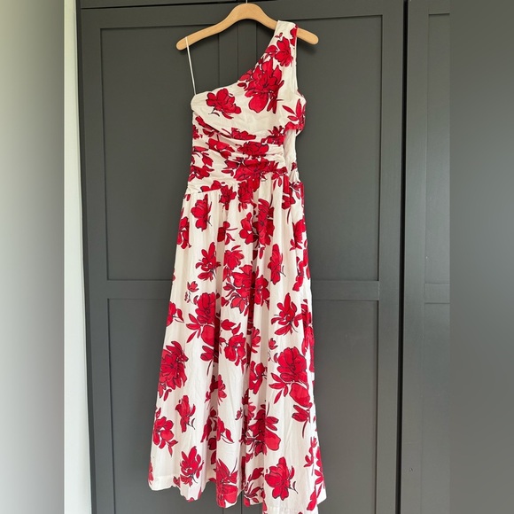 Abercrombie & Fitch Red Floral One-Shoulder Cutout Maxi Dress • S • NWT - Picture 10 of 14
